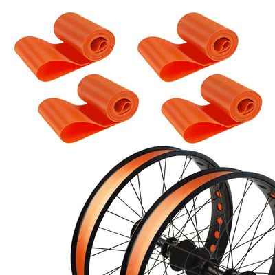 ADDMOTOR Rim Strip Rim Tape 26 inch Fat tire Liner PVC Inner Tube Cushion Protector Anti Puncture for Bikes 4PCS (Orange)