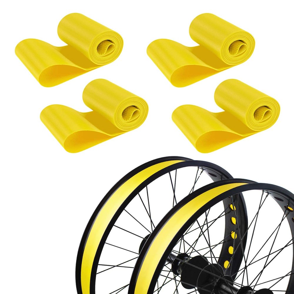 ADDMOTOR Rim Strip Rim Tape 20 inch Fat tire Liner PVC Inner Tube Cushion Protector Anti Puncture for Bikes 4PCS (Yellow)