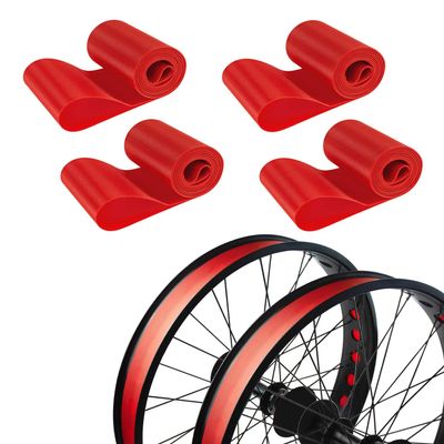 ADDMOTOR Rim Strip Rim Tape 26 inch Fat tire Liner PVC Inner Tube Cushion Protector Anti Puncture for Bikes 4PCS (Red)