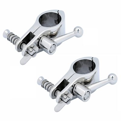 Bimini Top Hinge Jaw Slide Rail Mount W/Boat Pin & Cam Clamp Quick Release Stainless Steel Pair 7/8 inch