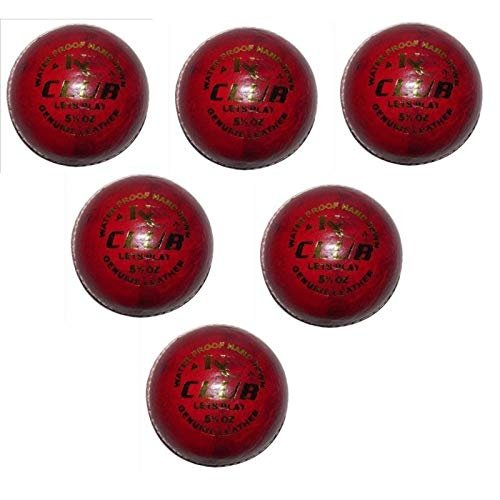 Go Hot Sports Club Cricket Leather Ball-Pack of 6