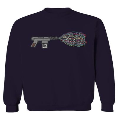 0241. Cool Graphic Retro Musician Good Vibes Cassette Music Lover Streetwear Society Men's Crewneck Sweatshirt (Navy Large)