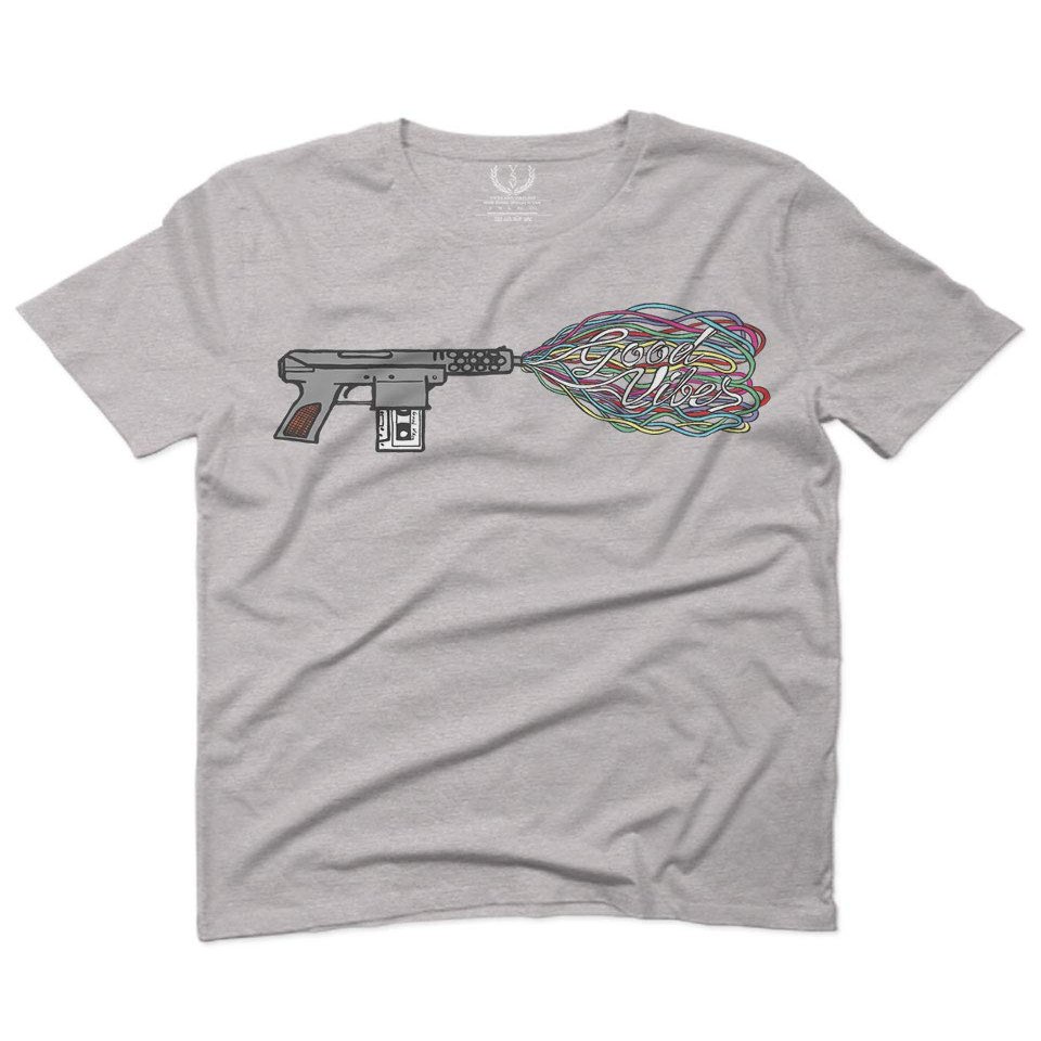 0241. Cool Graphic Retro Musician Good Vibes Cassette Music Lover Streetwear Society for Men T Shirt (Light Gray 2X-Large)