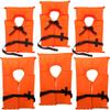 6 Pack Coast Guard Approved Life Jackets. High Visibility Color Type II Keyhole Life Vest in Classic May West Style. Compliance Flotation Device 3 Adult and 3 Youth Neon Orange view 1