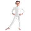 Agoky Kid's Boys Girls Full Body Unitard Long Sleeve Gymnastics Leotard Ballet Dance Tank Jumpsuit Ivory Mock Neck 5-6 view 3