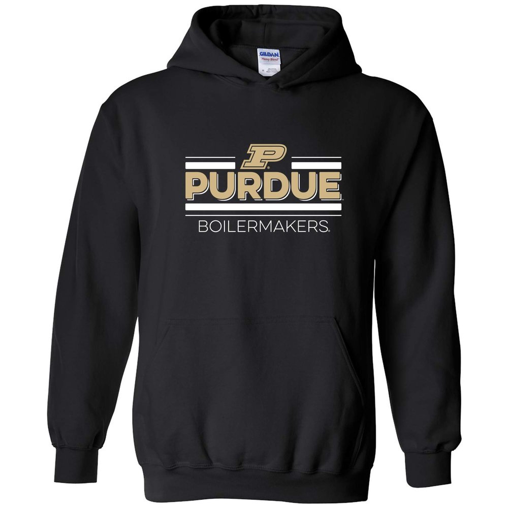 AH1144 - Purdue Boilermakers Double Bar Logo Hoodie - 3X-Large - Black