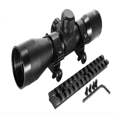 Trinity 4x32 Scope and Base Mount for mossberg 590 12ga Picatinny Weaver Base Mount Adapter Aluminum Black mildot Reticle Hunting Optics Tactical Target Range Home Defense Accessory.