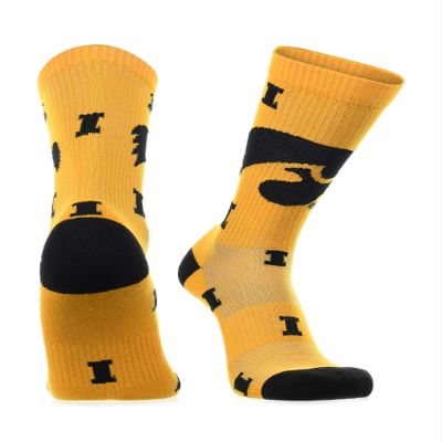 TCK Iowa Hawkeyes Socks Sock Mayhem Crew (Gold/Black, Large)