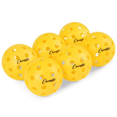Champion Sports Outdoor Pickleball Balls: USAPA Approved Official Size Tournament Pickleballs - Yellow Pickleball Ball Set for Outdoor Courts - 6 Pack