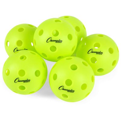 Champion Sports Indoor Pickleball Balls: USAPA Approved Official Size Tournament Pickleballs - Optic Yellow Pickleball Ball Set for Indoor Courts - 6 Pack