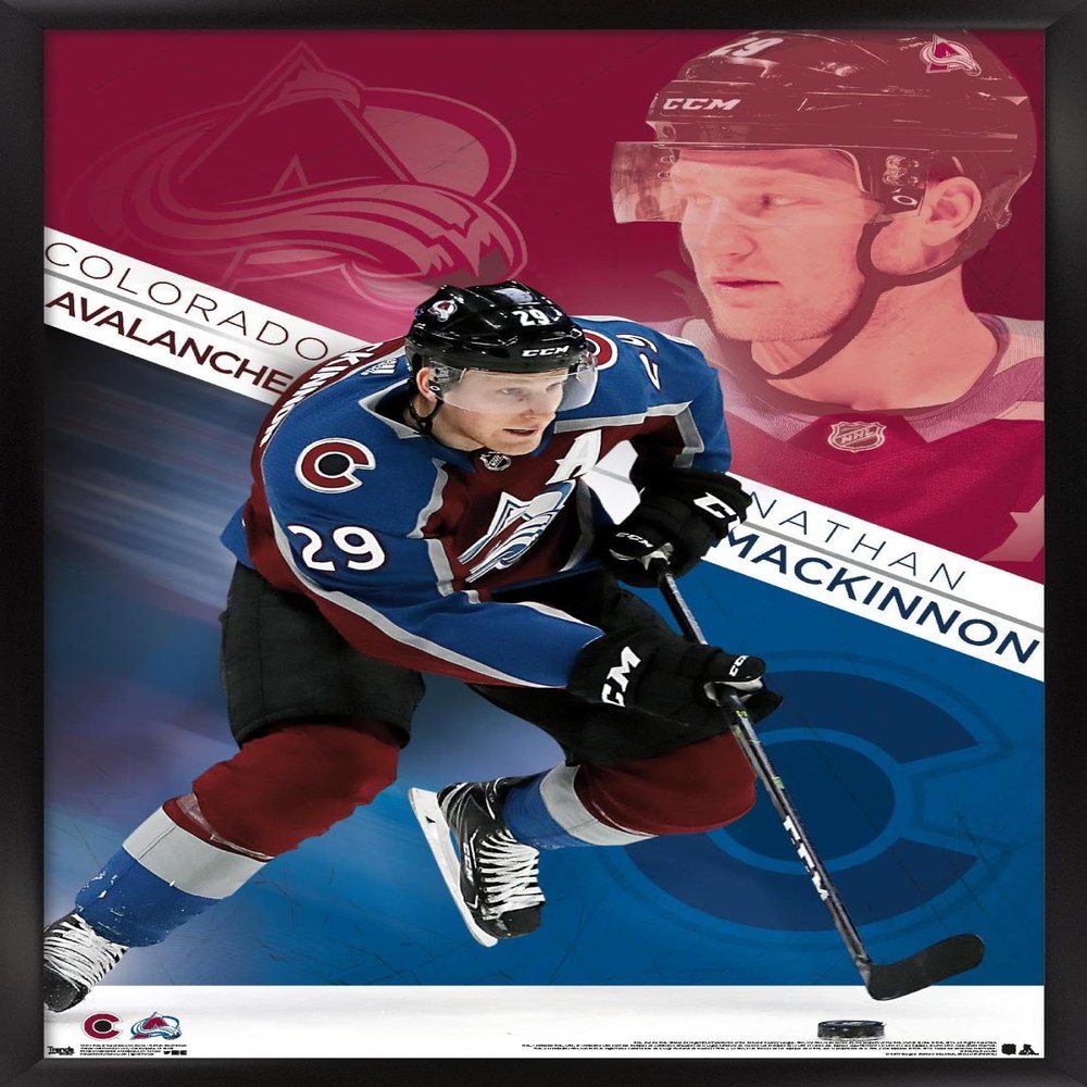 Trends International NHL Colorado Avalanche - Nathan Mackinnon Wall Poster, 14.725" x 22.375", Black Framed Version