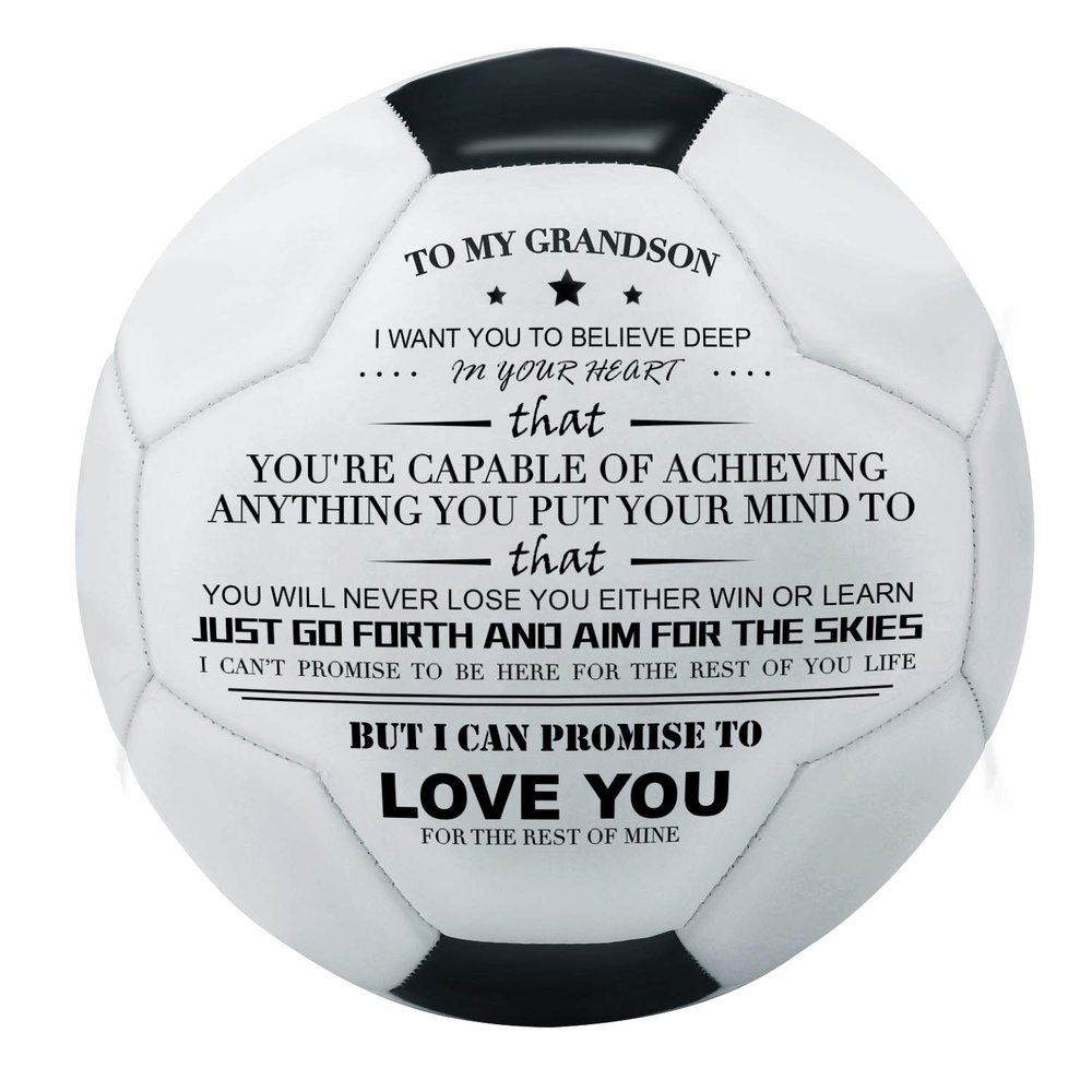 KWOOD Custom Classic Soccer Ball,Engraved Soccer Ball with Premium Pump for Training Recreation Practice,Available for Indoor Outdoor Toddlers Kids Teens Adults (to Grandson)