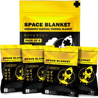EVERLIT Emergency Mylar Thermal Blankets -Space Blanket Survival kit Camping Blanket Perfect for Outdoors, Hiking, Survival, Bug Out Bag Marathons or First Aid 1(Gold & Silver, 4 Pack)
