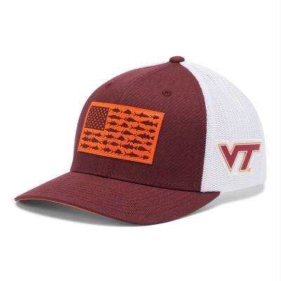 Columbia Unisex Collegiate PFG Mesh Fish Flag Ball Cap, Vt - Deep Maroon, S/M
