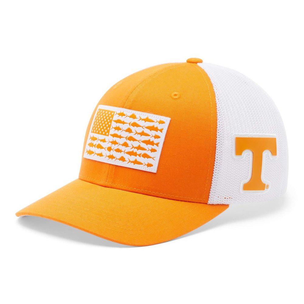 Columbia Unisex Collegiate PFG Mesh Fish Flag Ball Cap, Ut - Solarize, L/XL