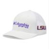 Columbia NCAA LSU Tigers Men's PFG Mesh Snap Back Ball Cap, One Size, LSU - White view 1