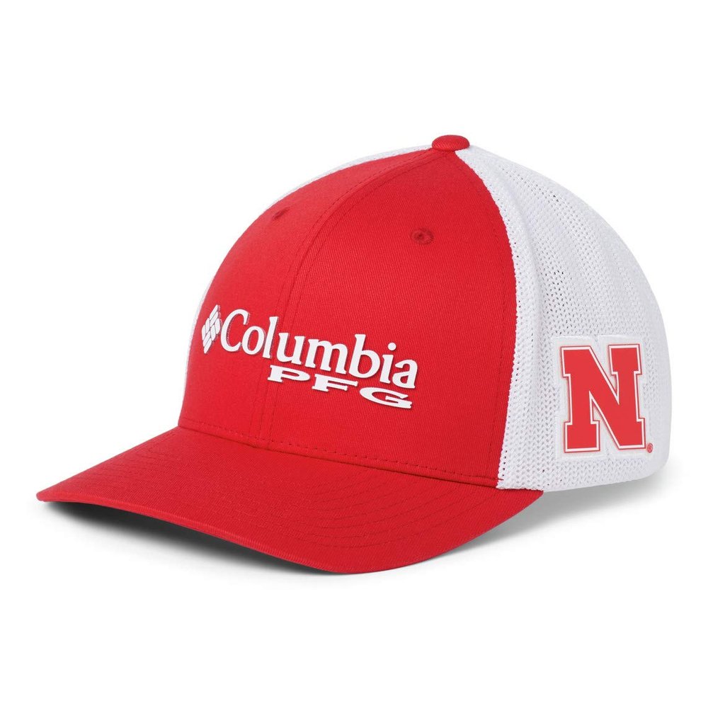 Columbia NCAA Nebraska Cornhuskers Men's PFG Mesh Ball Cap Large/X-Large, Large/X-Large, NEB - Bright Red