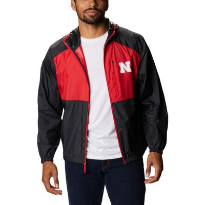 Columbia NCAA Nebraska Cornhuskers Men's Flash Forward Jacket, Small, NEB - Black/Bright Red