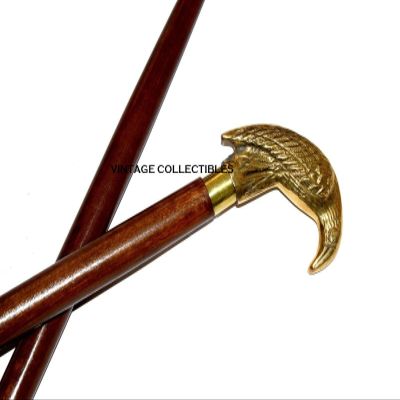 Brass Handle Crow Style Twist Cane Vintage Walking Stick Beautiful Cane
