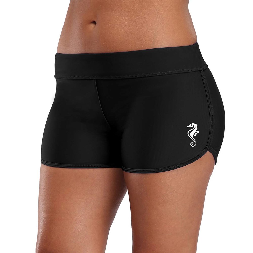 ALove Stretch Swim Shorts for Women Swimsuit Short Capris Tankini Bottoms Black L