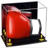 Better Display Cases Clear Acrylic Boxing Glove Display Case with Mirror Case, Yellow Risers and Black Base (V16/A011) view 1