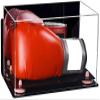Better Display Cases Clear Acrylic Boxing Glove Display Case with Mirror Case, Pink Risers, Black Base and Wall Mount (V16/A011) view 1