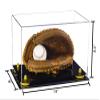 Better Display Cases Clear Acrylic Baseball Catchers Glove Display Case with Yellow Risers (A011/V16) view 2