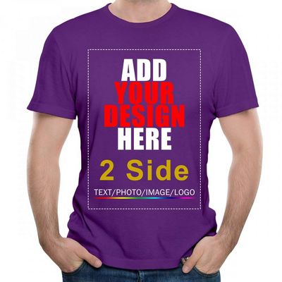 2 Side Custom T-Shirt Tee, Design Your Custom Shirt, Add Your Image Photo Text Purple