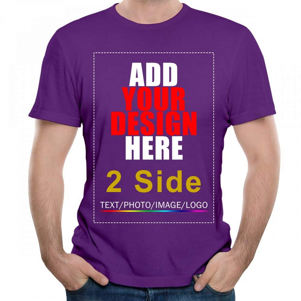 2 Side Custom T-Shirt Tee, Design Your Custom Shirt, Add Your Image Photo Text Purple