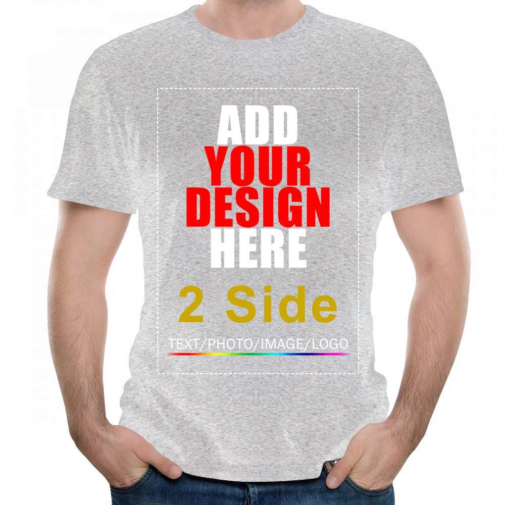 2 Side Custom T-Shirt Tee, Design Your Custom Shirt, Add Your Image Photo Text Gray