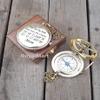 RoyalMart Brass Sundial Compass with Wooden Case and Brass Strip Push Button Open Mechanism Vintage Compass- - Steampunk Accessory (Golden Engraved with Wooden Box) view 2