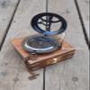 RoyalMart Brass Sundial Compass with Wooden Case and Brass Strip Push Button Open Mechanism Vintage Compass- - Steampunk Accessory (Black Engraved with Wooden Box) view 3
