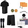 1 Stop Soccer Premium Referee 10 Piece Package Jersey Coin Short Socks Flags Set Whistle Referee Wallet and Cards (Black, Adult Small) view 1