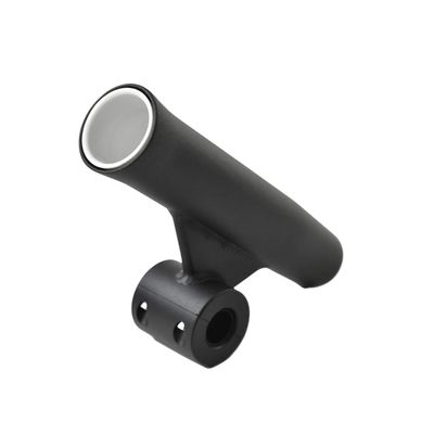 MARINE CITY Adjustable Fishing Rod Holders, Black Aluminum, Durable & Corrosion-Resistant, Fits 7/8"-1" Rails, 10" Length, with White Vinyl Inserts for Boats, Yachts & Caravans (Pack of 1)