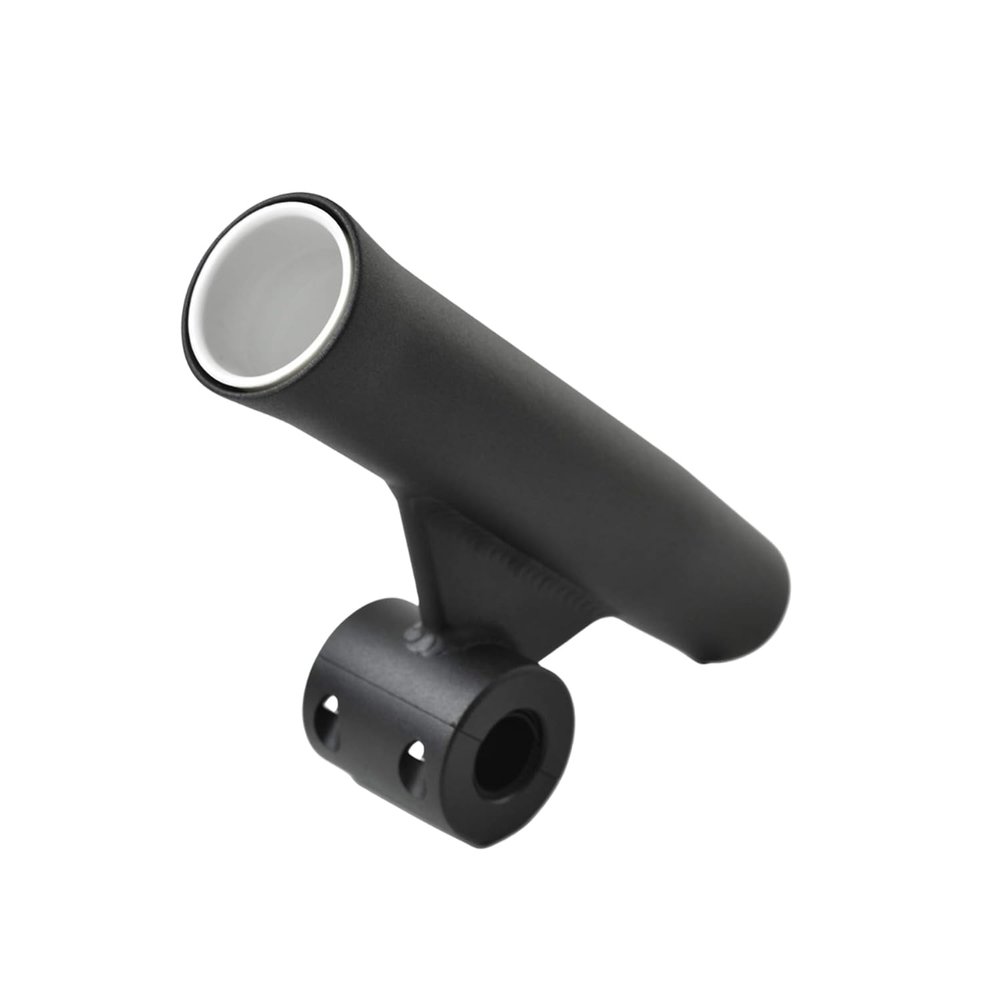 MARINE CITY Adjustable Fishing Rod Holders, Black Aluminum, Durable & Corrosion-Resistant, Fits 7/8"-1" Rails, 10" Length, with White Vinyl Inserts for Boats, Yachts & Caravans (Pack of 1)