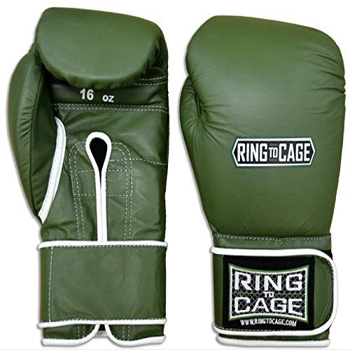 Japanese-Style Training Boxing Gloves 2.0 - Hook&Loop or Lace Up - 12oz, 14oz, 16oz, 18oz - 45 Colors to Choose (Marine Green, 16oz Hook&Loop)