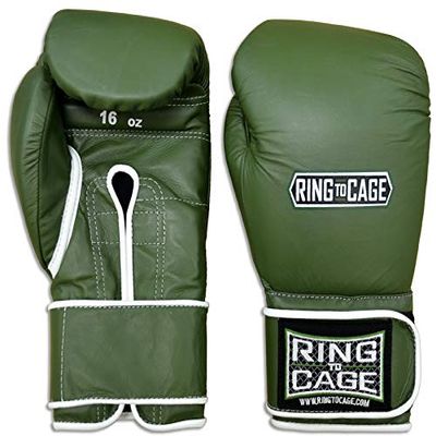 Japanese-Style Training Boxing Gloves 2.0 - Hook&Loop or Lace Up - 12oz, 14oz, 16oz, 18oz - 45 Colors to Choose (Marine Green, 12oz Hook&Loop)