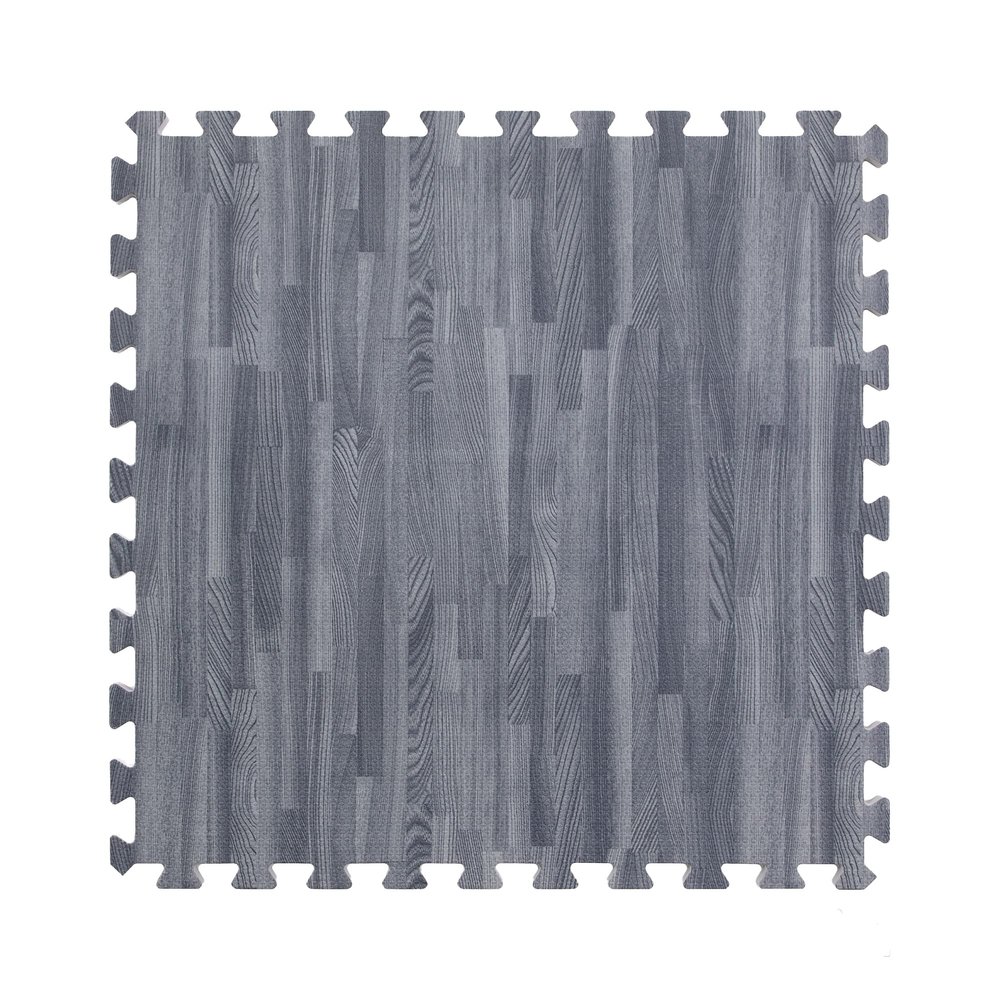 IncStores Premium Soft Wood Print Foam Flooring Tiles | Interlocking Foam Tiles for Home, Gym, Training and Yoga | 5/8" - Grey, 64 Square Feet