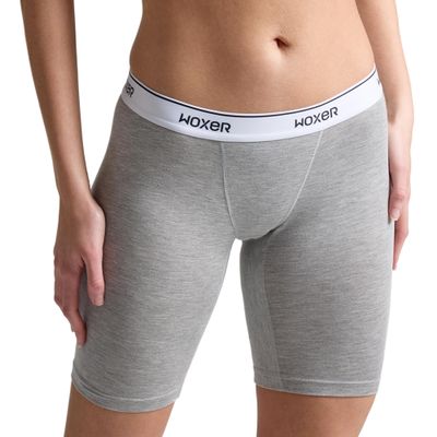 Woxer Womens Boxers - Biker 9" Boy Shorts Underwear for Women - Boxer Shorts for Women, Modal Boxer Briefs, Chafe Free Heather Grey
