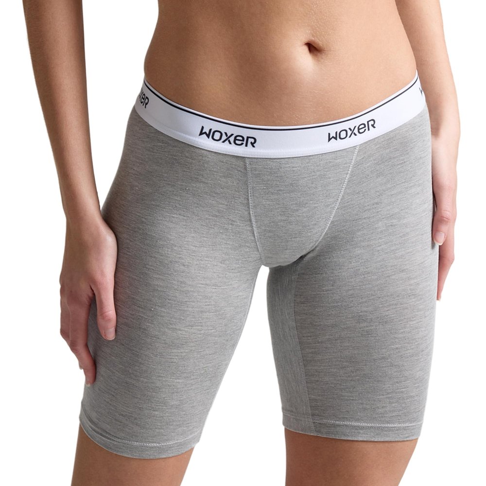 Woxer Womens Boxers - Biker 9" Boy Shorts Underwear for Women - Boxer Shorts for Women, Modal Boxer Briefs, Chafe Free Heather Grey