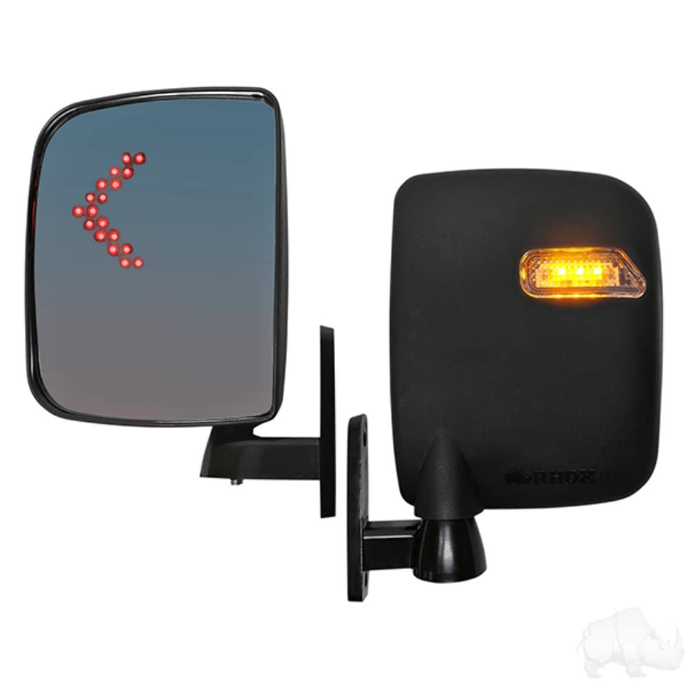 Performance Plus Carts Golf Cart Side Mirror Set with LED Turn Signal Indicator (Pair)