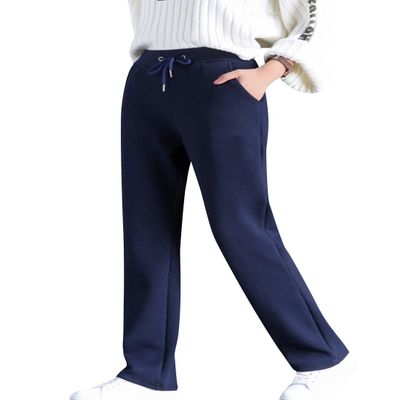 ZGZZ7 Women's Winter Athletic Fleece-Lined Sweatpants Straight Active Pants Trousers (Navy, X-Small)