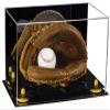 Better Display Cases Acrylic Baseball Catchers Glove Display Case with Mirror and Yellow Risers (A011/V16) view 1