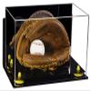 Better Display Cases Acrylic Baseball Catchers Glove Display Case with Mirror, Wall Mount and Yellow Risers (A011/V16) view 1
