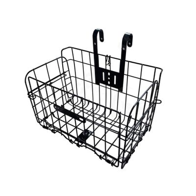 Folding Bike Front Basket, Bicycle Wire Basket with Handles, Easy Installation on Front Handlebar Accessories for Frame Cargo Rack.