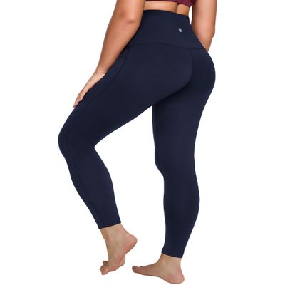 QUEENIEKE Ultra High Waisted Leggings for Women 27" - Compression Tummy Control Yoga Pants Gym Active Tight (True Navy, X-Small)