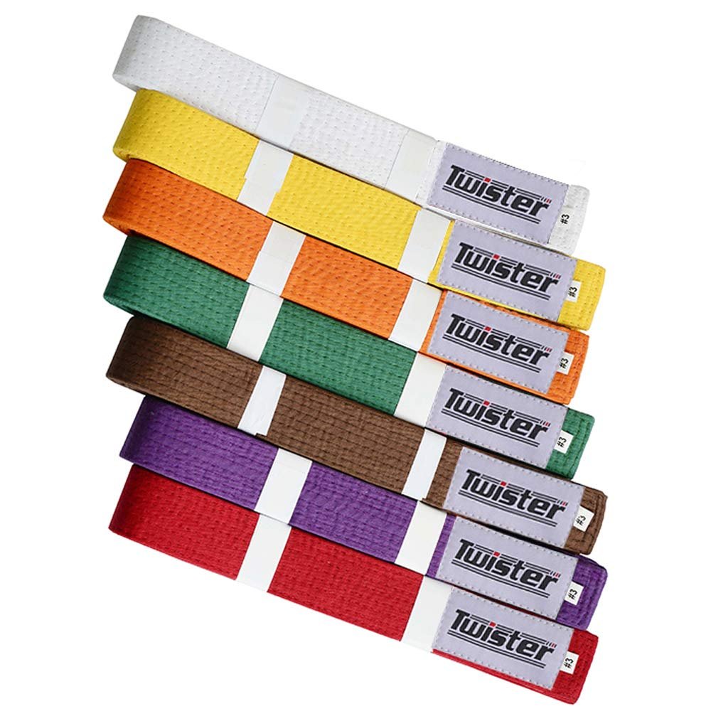 Twister Rank Belts for Martial Arts Karate, Aikido, Taekwondo, Judo, (Green, 1)