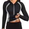 NonEcho Women Sauna Suit Waist Trainer Jacket Hot Sweat Top Neoprene Body Shaper Workout Suit Running Cycling Jersey Black view 1