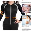 NonEcho Women Sauna Suit Waist Trainer Jacket Hot Sweat Top Neoprene Body Shaper Workout Suit Running Cycling Jersey Black view 3