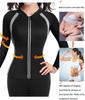 NonEcho Women Sauna Suit Waist Trainer Jacket Hot Sweat Top Neoprene Body Shaper Workout Suit Running Cycling Jersey Black view 3